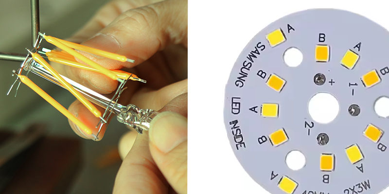 Comparison of raw materials between LED filament bulbs and Standard SMD bulbs