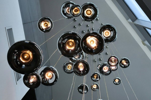 Contemporary cluster pendant lights with black glass, modern ceiling decor