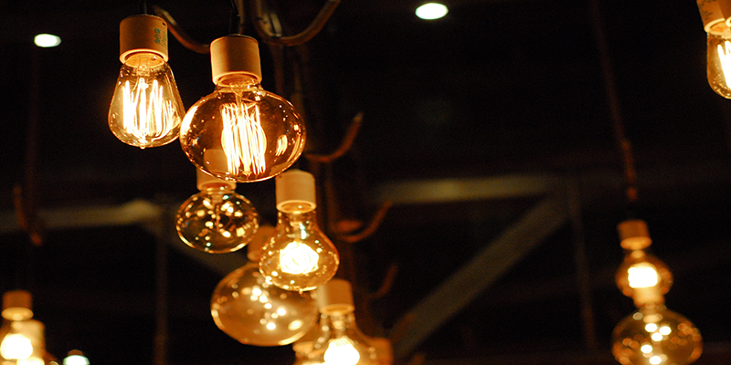 Vintage-style LED filament bulbs in warm lighting, retro decor look