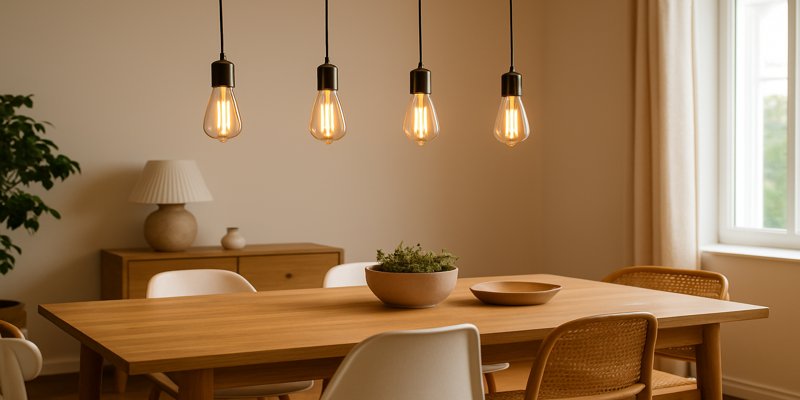 Modern home with filament LED bulbs