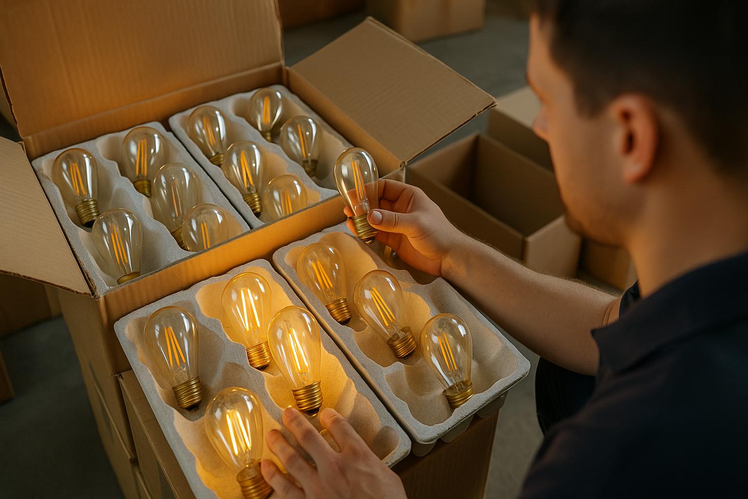 LED filament bulbs packed in box