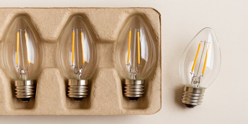 A box of eco-friendly C9 LED bulbs with recyclable packaging