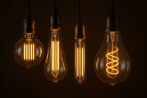 Various shapes of LED Edison bulbs showcasing the blend of retro aesthetics and modern tech
