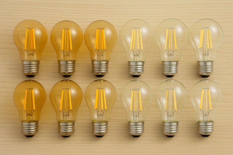 LED filament bulbs with consistent appearance