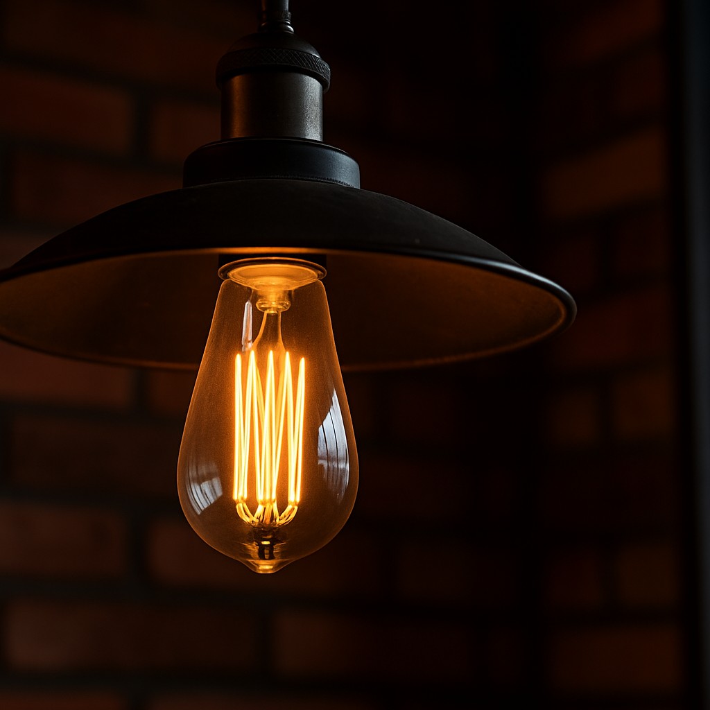 ST64 Edison bulb in an industrial-style pendant light