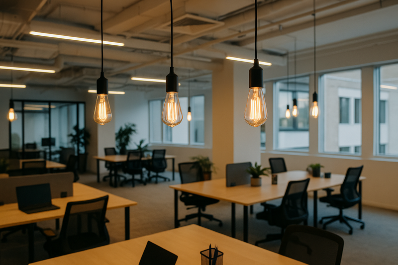 Modern creative office with LED Edison bulb pendant lights