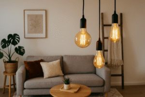 A stylish room with LED Edison bulbs featured prominently, a perfect Instagram shot